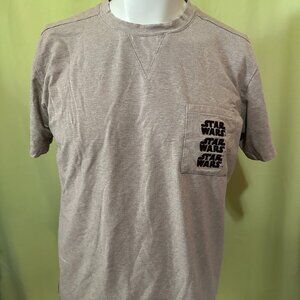Star Wars Embroidered Pocket Logo Men's Brown T Shirt Medium